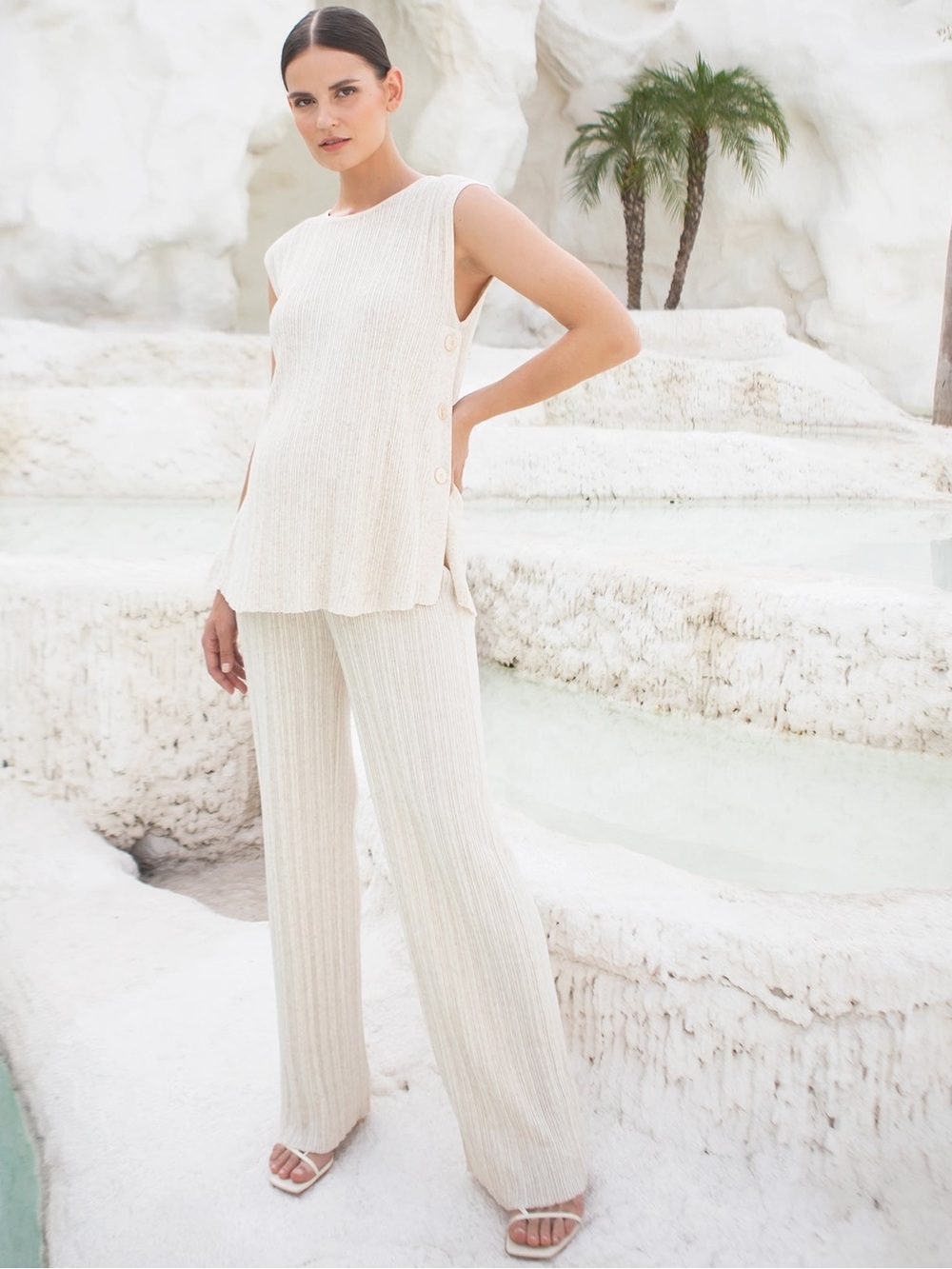 SOON MATERNITY | Linen Knit Beige Pants